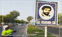 نصب تصاویر شهدا در بلوار امام خمینی